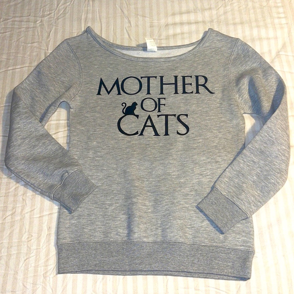 Awkward Styles Women's Mother of Cats Fun Graphic Off Shoulder sweater